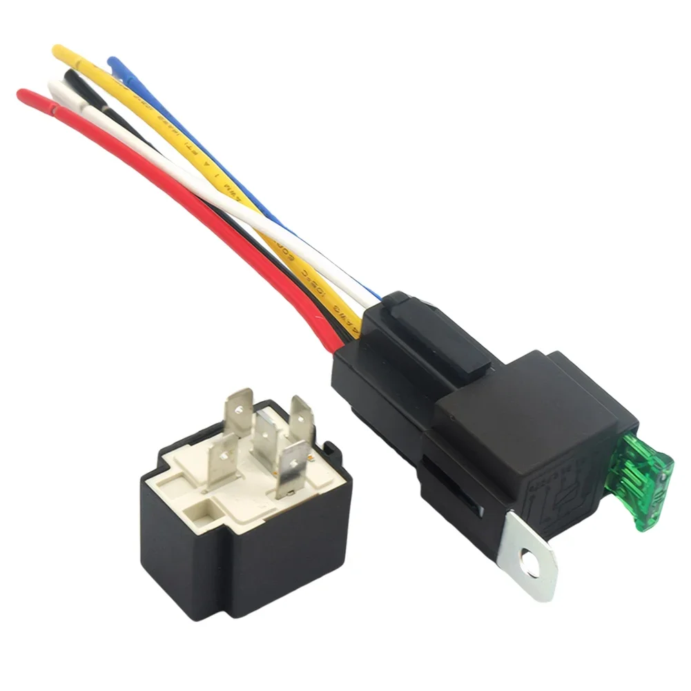 12V DC 4 Pin 5 Pin Copper Terminal Auto Relay with Holder Socket Fused On/Off Car Motor Relay On/Off Fused Relay