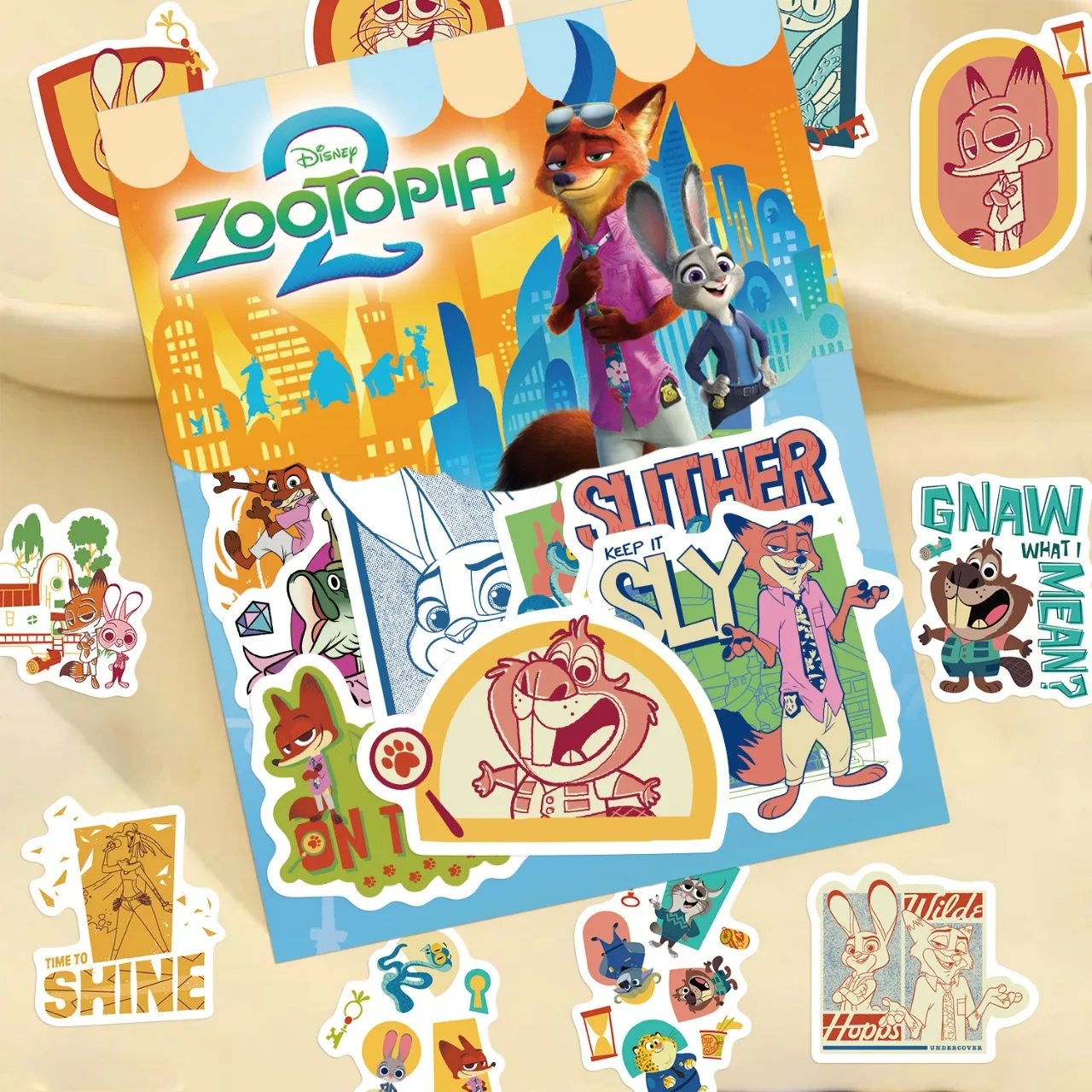 50個セット ディズニー ズートピア2 アニメ かわいい ジュディ・ラビット ニック・フォックス グレイ・スネーク フィギュア 漫画動物 DIYステッカー デコレーション ファンギフト