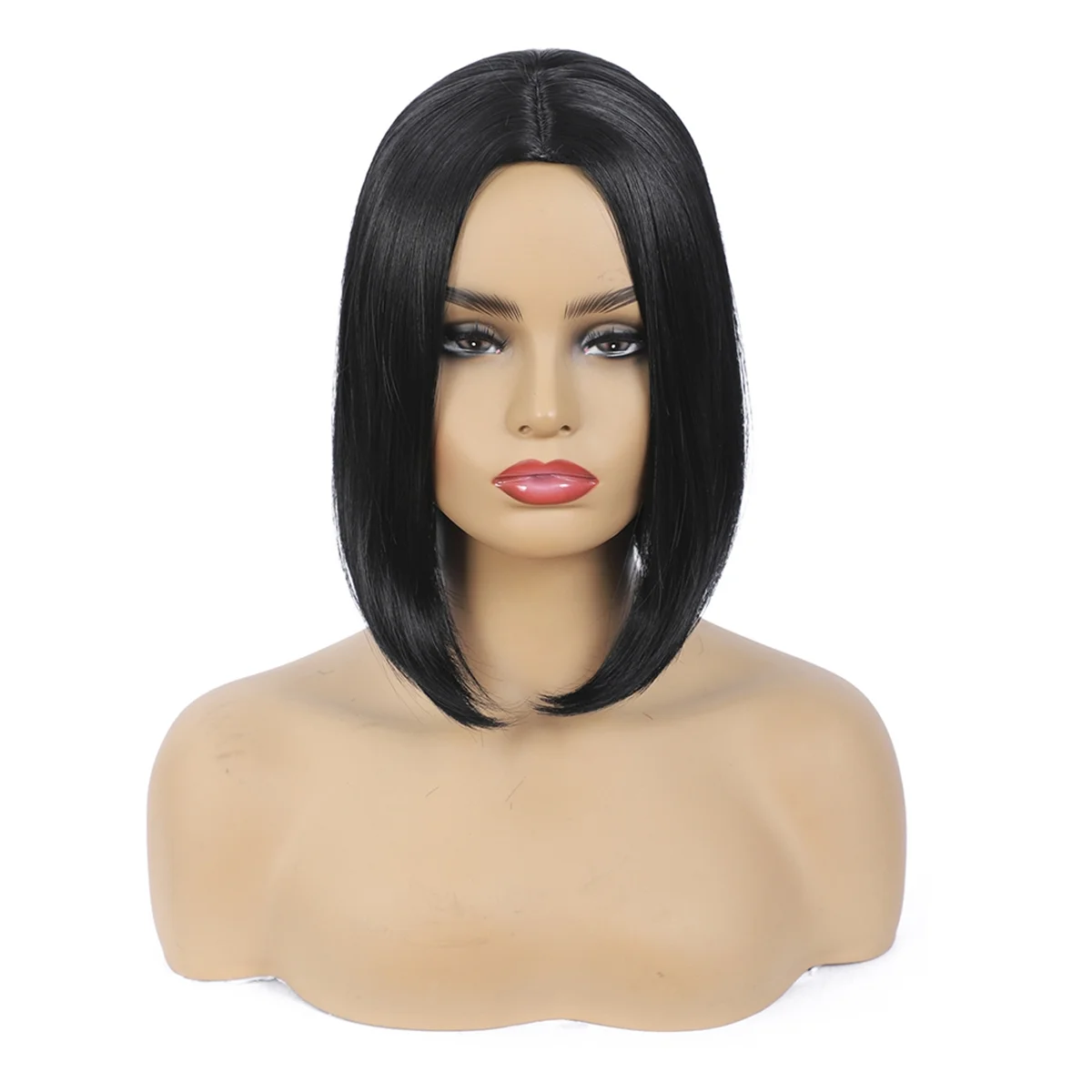 Fashion Wig Short Hair Middle Parted Color Chemical Fiber High Temperature Silk Ladies Wig Covering,A