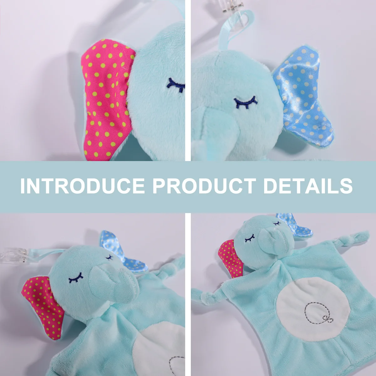 منشفة مهدئة للأطفال بنمط حيوانات 30 سم مادة قطن PP ناعمة ومتينة وسهلة التنظيف وتعزز التنمية الحسية