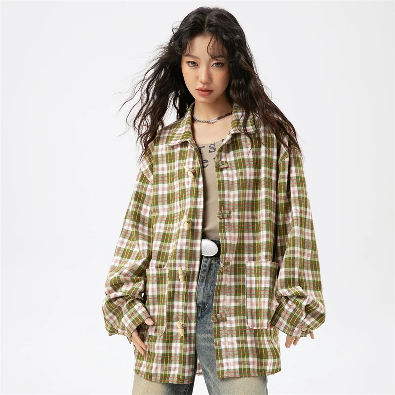 Women\'s Stylish Shirts and Blouses Free Shipping Pretty 2024 Trend Women\'s Plaid Shirt Top Women Korean Popular Female Clothes