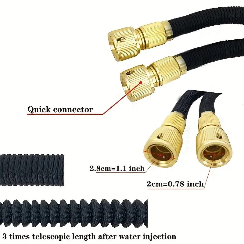 Home and Garden Hose High Pressure Flexible Expandable Bicolor Magic Watering Pipes 25-150FT for Garden Farm Irrigation Car Wash