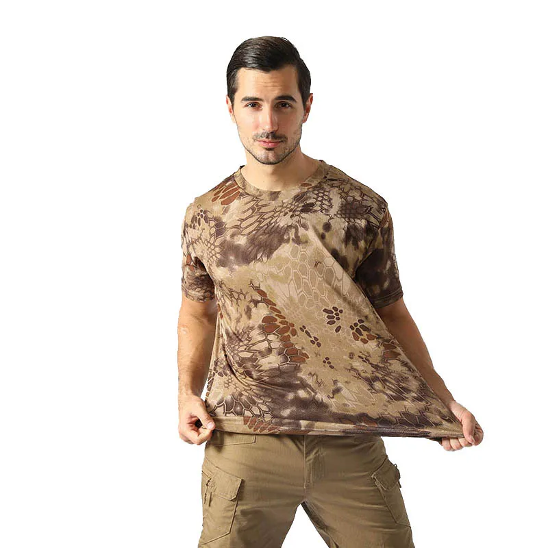 

Men Tactical Camouflage T-shirt Short Sleeve Quick Dry Camo Running Tshirt Outdoor Cycling Hunting Hiking Camping Training Shirt