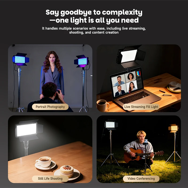 ضوء لوحة LED، 29 تأثير RGB + 3 درجات حرارة ألوان، قابل لإعادة الشحن بقدرة 2000 مللي أمبير في الساعة، حامل 1/4 بوصة، تصميم مشبك للعيش، المسرح، مدونة الفيديو، الصورة #6