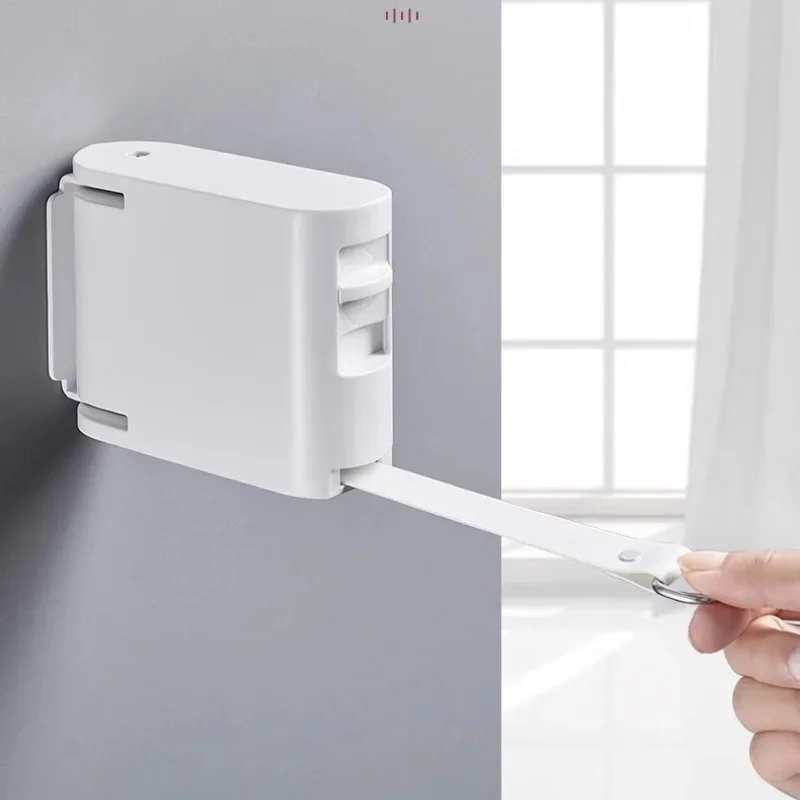 

Retractable Wall Mount Clothesline Adjustable Clothes Line 34 Windproof Hanging Holes Black