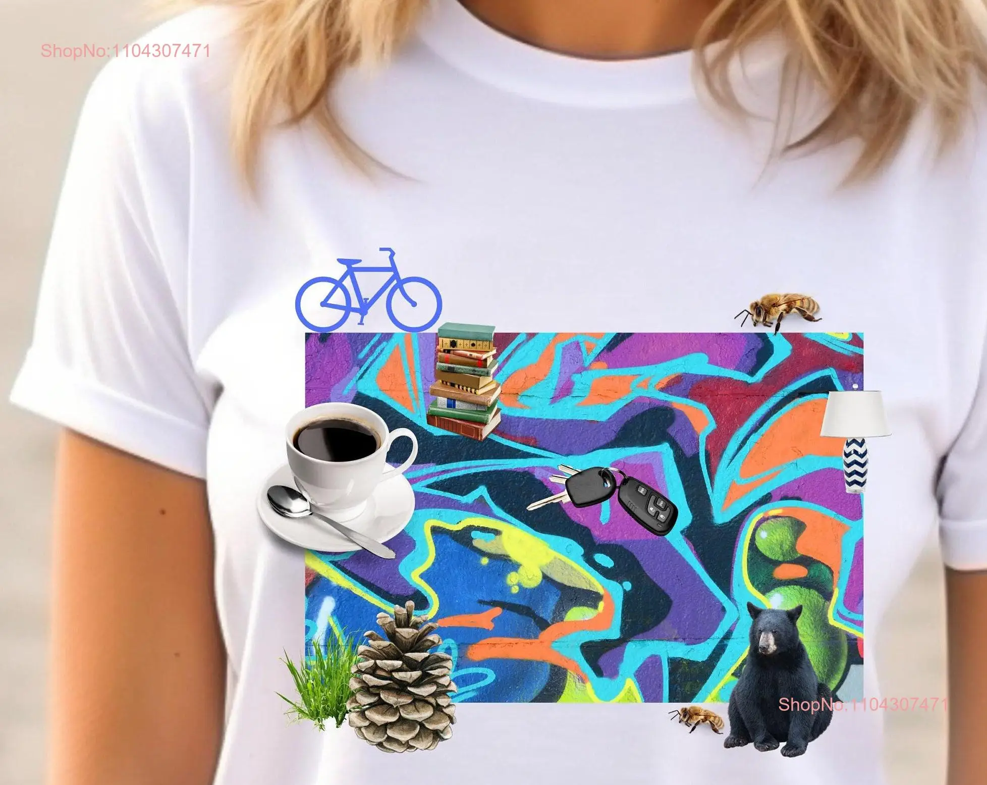 Maximalist Collage T Shirt Abstract Art with Graffiti Vibe Photos and s Quirky Exciting New Style Unique