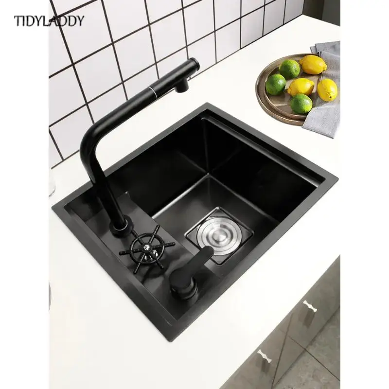 304 Stainless Steel Kitchen Sink Invisible Black Small Single Mini Hidden Kitchen Concealed Kitchen Sink Bar Sink
