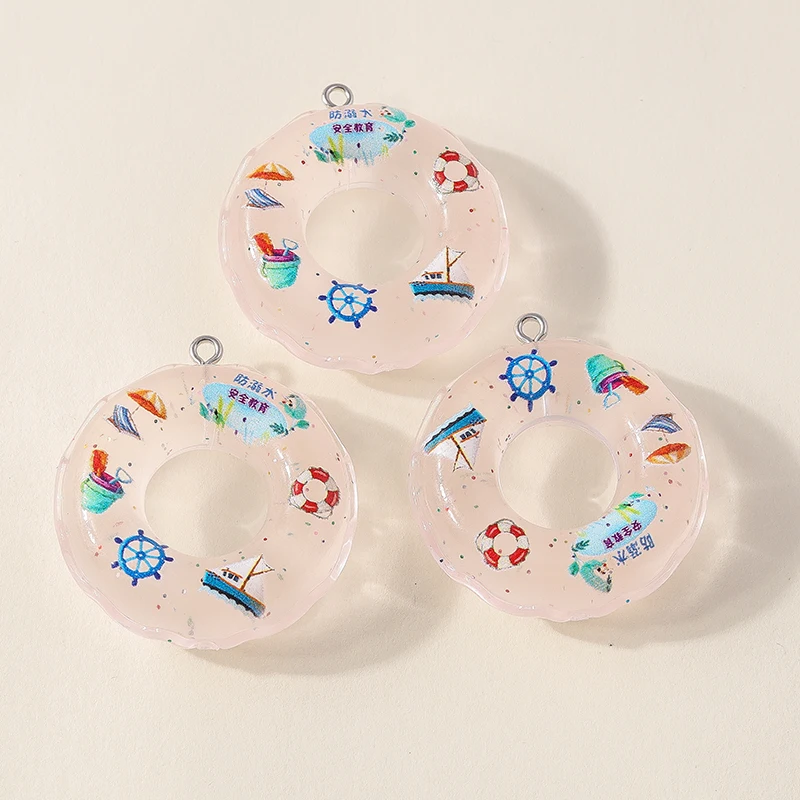 Leslie 5 stücke Harz Sommer Strand Schwimm ring Ohrring Charms DIY Ergebnisse Schlüssel bund Halskette Anhänger Schmuck Herstellung Zubehör – Detail 7