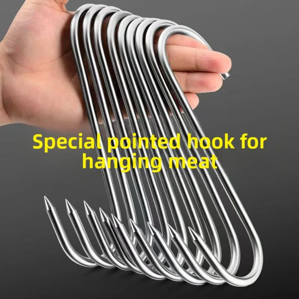 

Крючки-крючки-зажимы из нержавеющей стали с заостренным концом, сверхпрочные, для подвешивания мяса, для мясных лавок, кухонь, барбекю, домашнего хранения и организации пространства