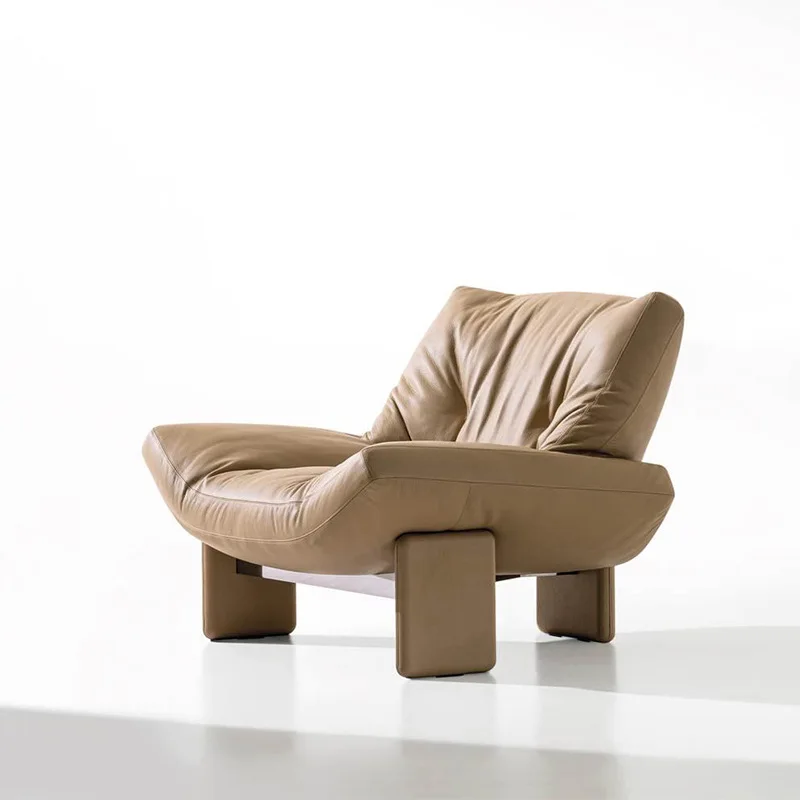 

Light luxury single sofa chair, Nordic solid wood minimalist living room balcony model room leisure chair
