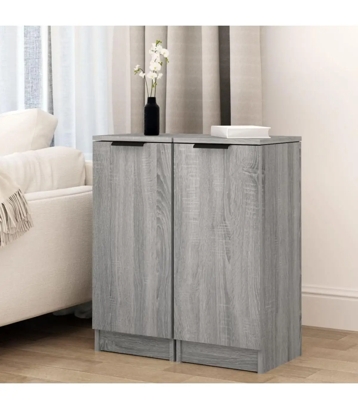 Sideboards 2 PAs plywood gray Sonoma 30x30x70 cm