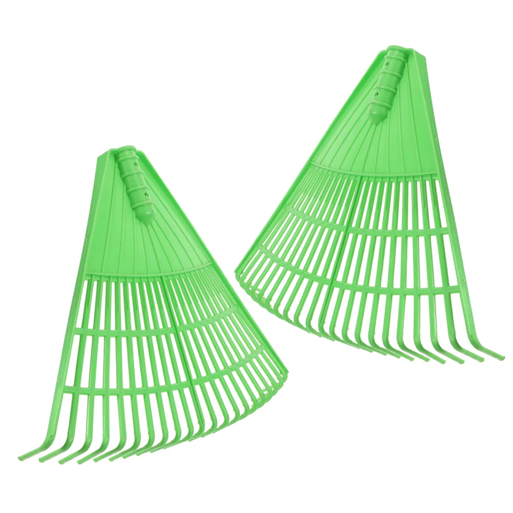 

2pcs Plastic Leaf For Lawns Heavy Duty Garden Small Shrub Rake Lightweight Yard Rake For Garden Sanitation Pine Needle Raking