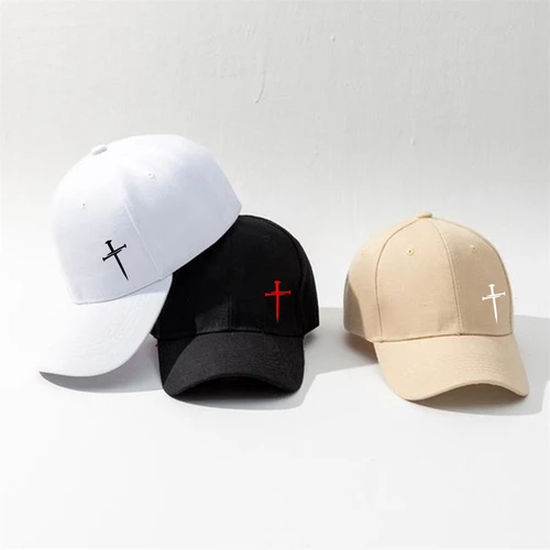 Imagen 1 del producto Gorra de béisbol con estampado de cruz de 1 pieza para hombres y mujeres, sombreros de béisbol adecuados para viajes, ocio diario, negro/blanco/Beige