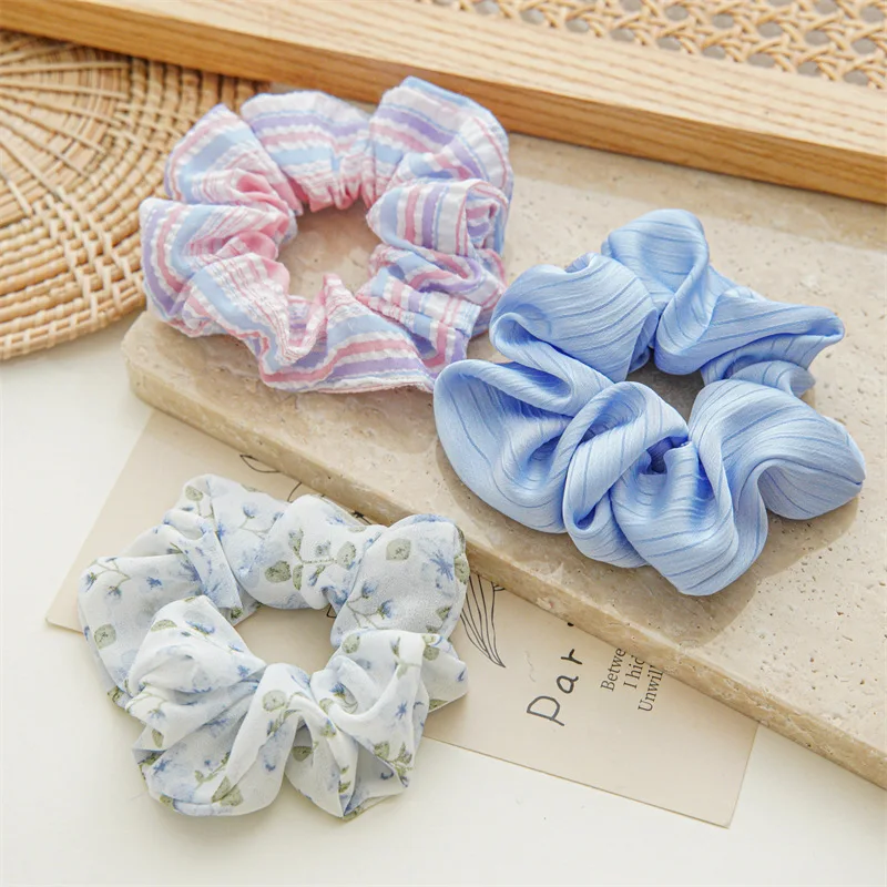 Scrunch Elastic Hair Ties Flowers Ponytail Holders Vintage Elegant Hair Accessories Scrunchies For Women