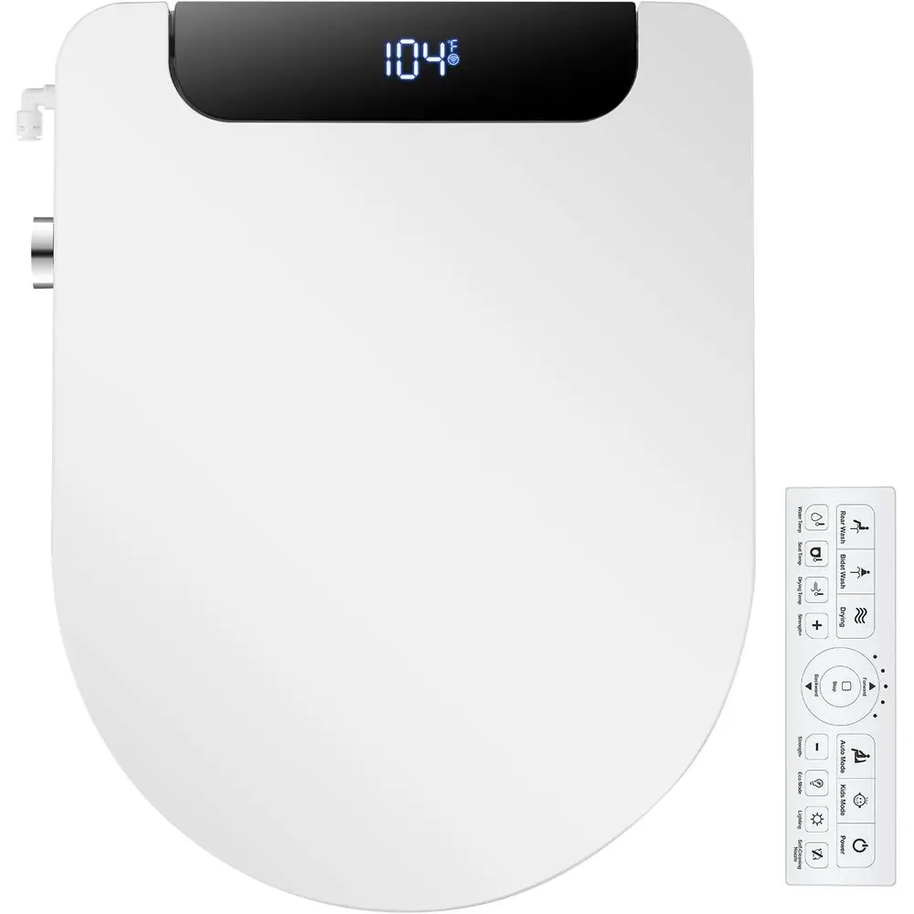 

Electric Bidet Toilet Seat with Warm Water, Air Dryer, Heated Seat, Slow Close Lid, Front and Rear Wash, LED Nightlight, Wireles