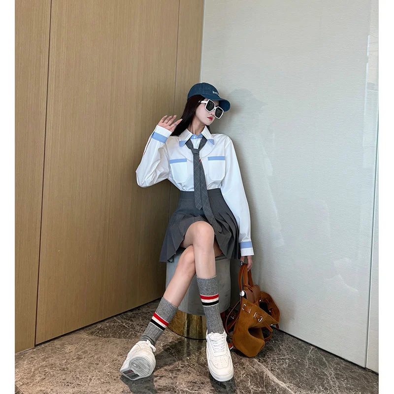 Xiaojingjia's Same French Design Sense Simple Fashion Casual Long Sleeve Shirt Spring and Autumn Small Top Fashionable