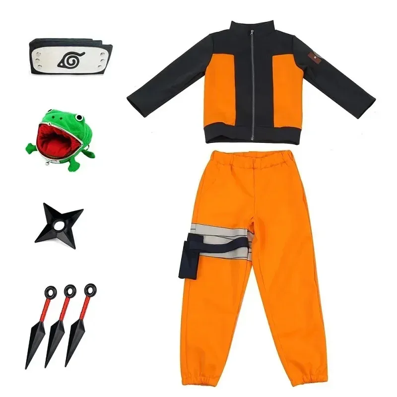 Новинка 2025 года, комплекты детской одежды для мальчиков K-Kakashi, аниме, униформа для косплея, детская нарядная куртка Узумаки, брюки, костюм Kunai Halloween eqs9X
