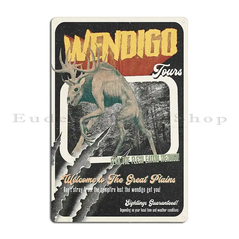 Horror Wendigo Poster Metal Plaque Poster Vintage Wall Cave Club Party Pub Print Tin Sign Poster