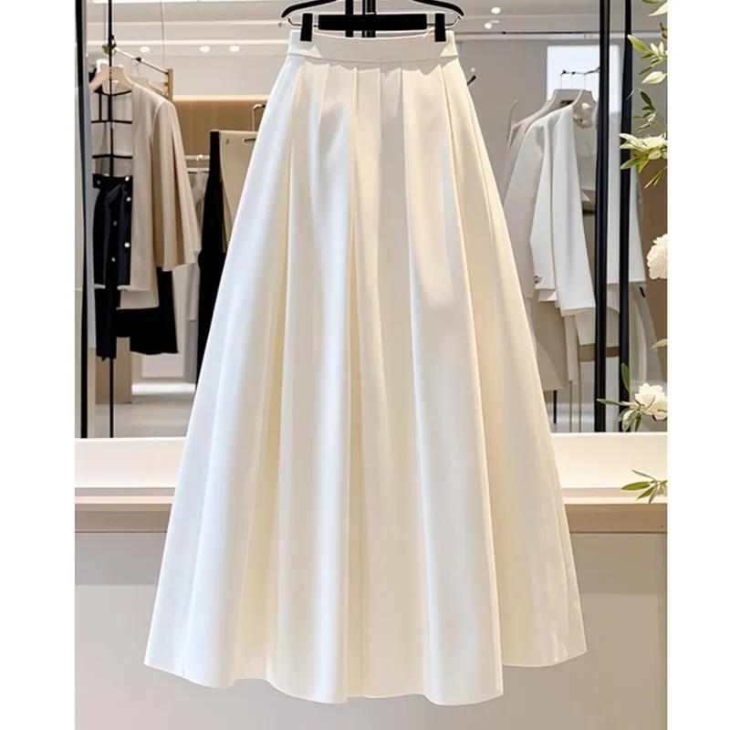 

Новая весенняя элегантная драпированная белая юбка А-силуэта во французском стиле для женщин