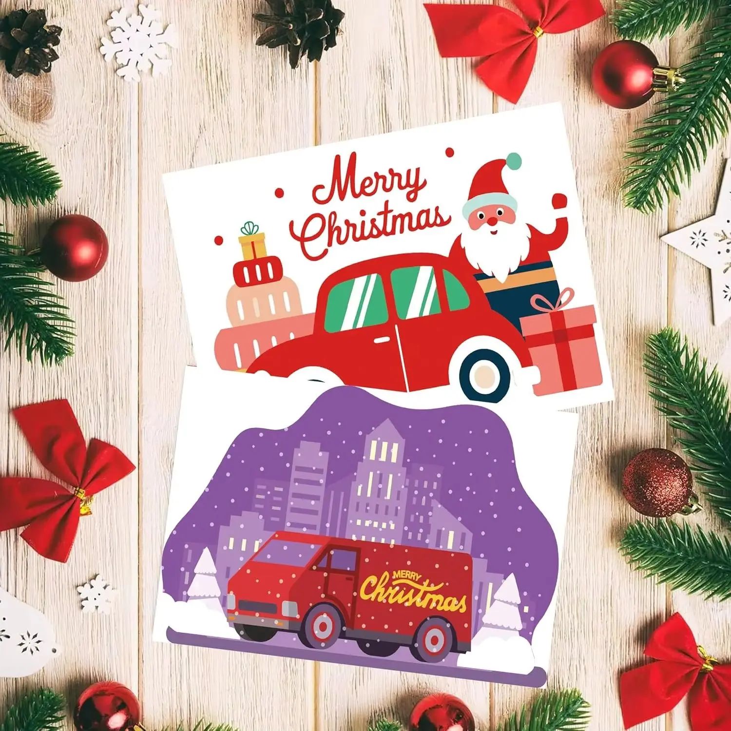 

50 Pcs Christmas Holiday Winter Mail Carrier Thank You Postcard Letter Set 4 x 6 Inch