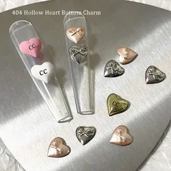 10pcs CC Luxury Design Heart Charms elegante Bowknot Heart argento lega di metallo Hollow Bottom Oil Spray Nail Tip accessori 404art