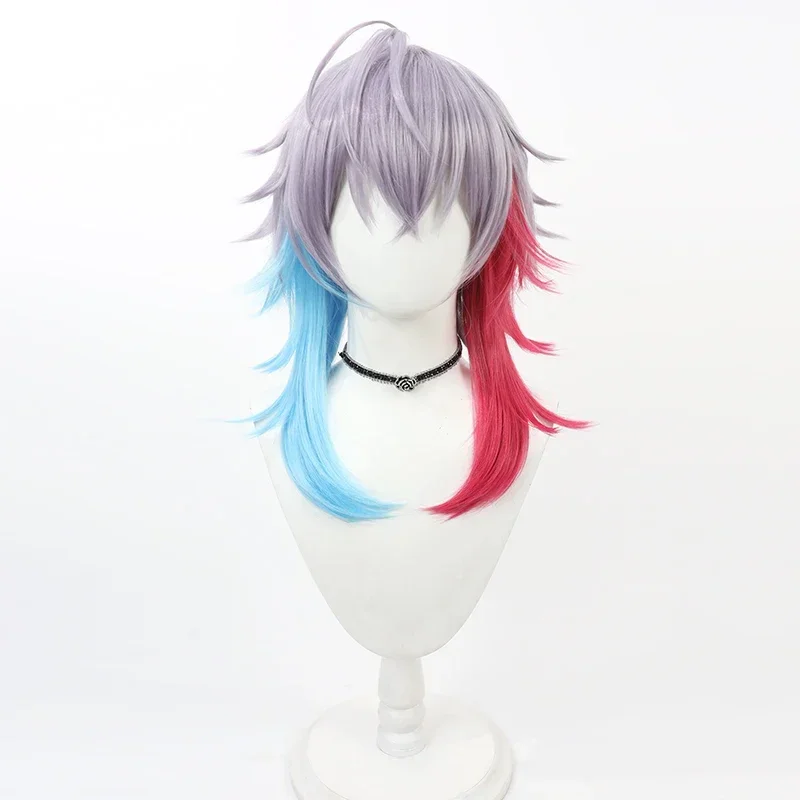 Gavis Bettel Cosplay Wig Vtuber Light Purple Red Blue Mixed Heat Resistant Synthetic Hair for Halloween Costume Role Play Party