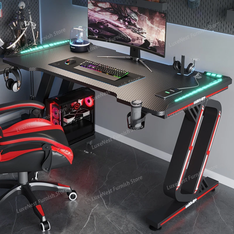 

Игровой компьютерный стол RGB для дома и офиса, современный дизайнерский белый стол для учебы и работы за ПК, компактный офисный стол для руководителя