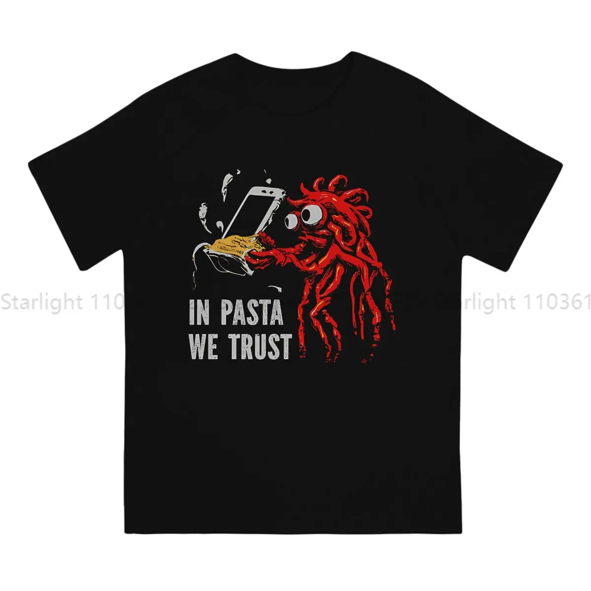 Pasta We Trust Hip Hop TShirt Flying Spaghetti Monster Leisure T Shirt Summer T-shirt For Adult