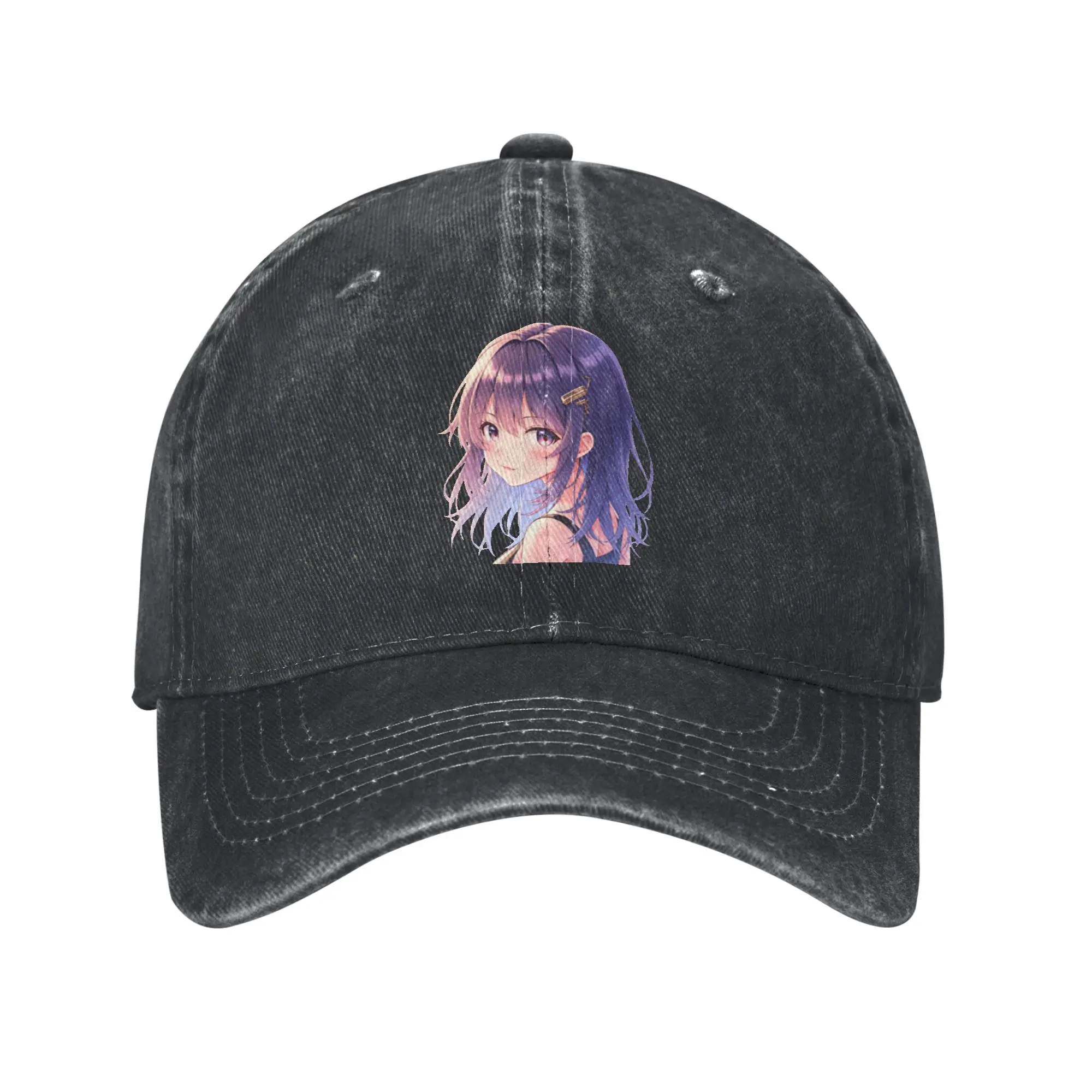 Anime art  cute girl with purple hair Fashion Baseball Cap  Trendy Gift Women Hat  Mountain Climbing Women Hat