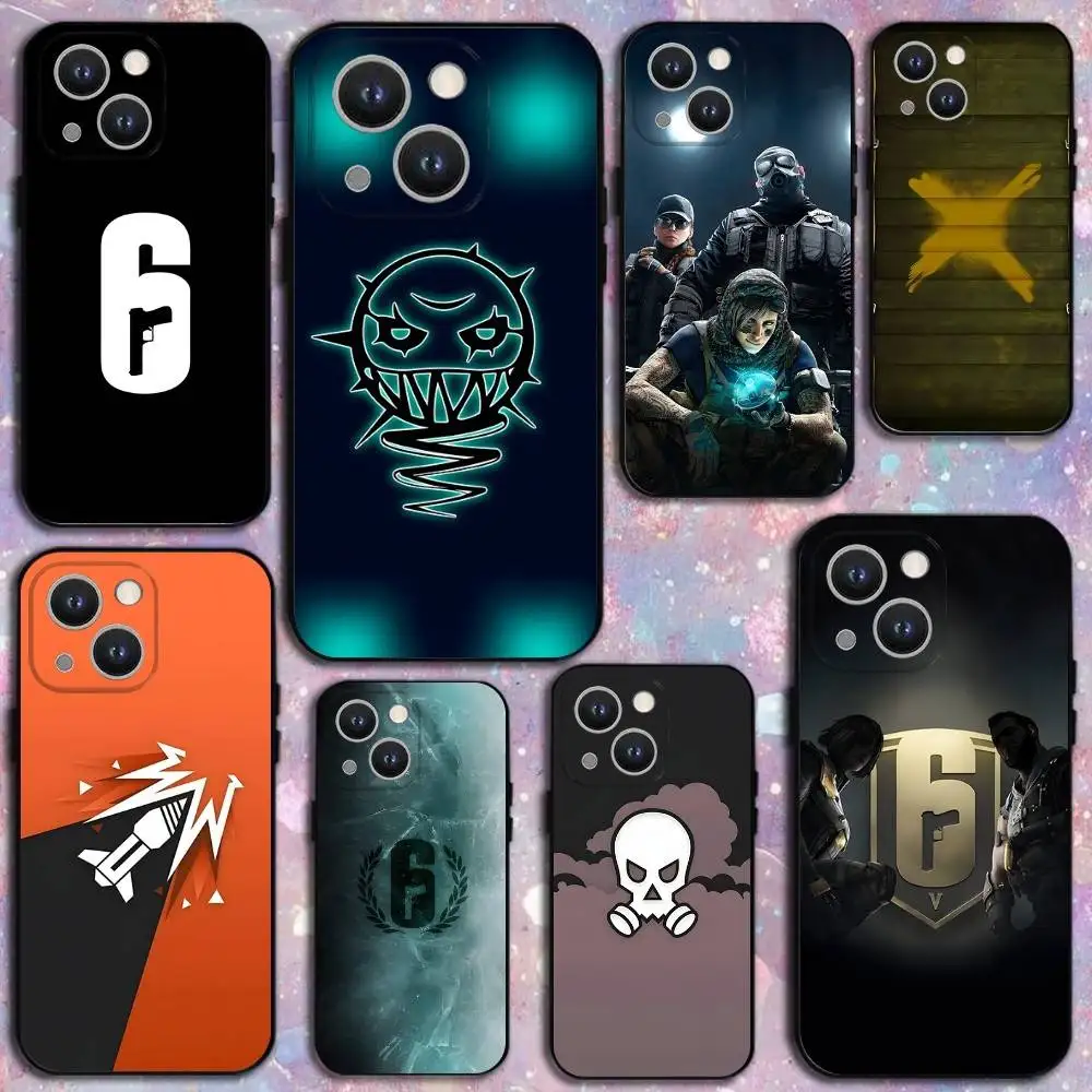 

Rainbow S-Six S-Siege Phone Case For iPhone 16,15,14,13,12,11 Plus,Pro Max,XS,X,XR,SE,Mini,8,7,Soft Silicone Black Cover