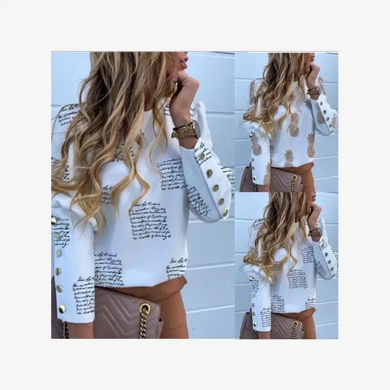 

Women's Long Sleeve Shirt Button Pineapple Print Cleanfit Style Cotton 100% Autumn Winter Fashion Ladies' Premium Clothing