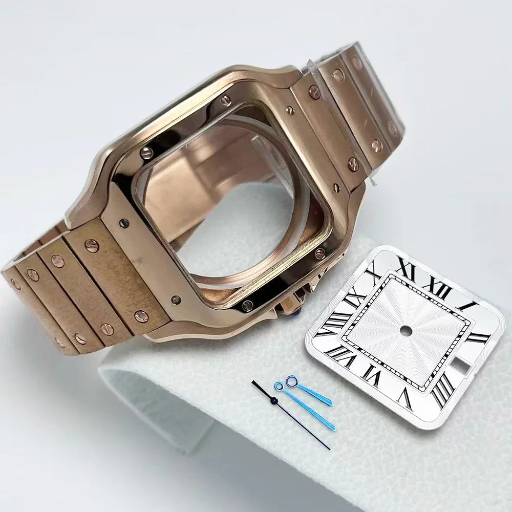 Mod 38mm NH35 Case and Strap Set Santo Case Fit For 7S26 NH35 NH36 Watch Case Transparent Back Cover Case Bracelet Kit