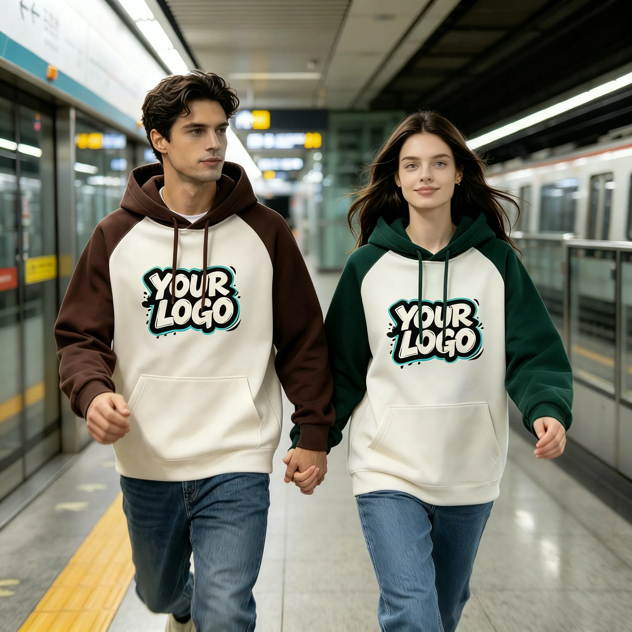 Men Women Fleece Lined Warm Hoodie, Thickened Hooded Sweatshirt, Casual Loose Top, Custom Print Image Text, Couple Matching
