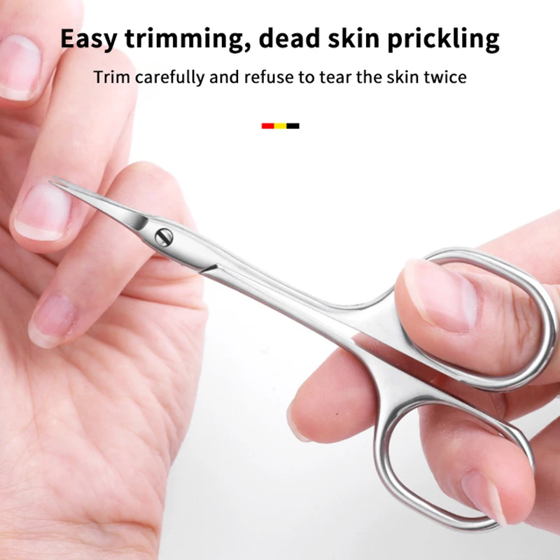 Russian Style Dead Skin Remover Scissors Pipe Bend Nails Art Cuticle Cutter Trim Eyebrows Scissors Professional Manicure Tool