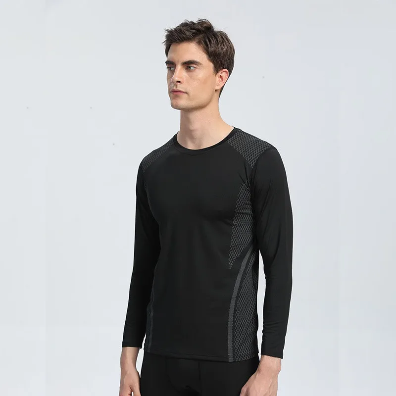 Men Long Sleeve Tracksuits GYM Fitness Tee + Leggings Men's Sport Running Set Yoga Skiing Basketball Football Clothes Suit 102 image 3