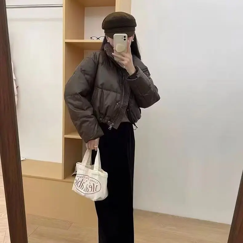 

Женская зимняя куртка-парка Puffer Parkas для девочек, белая, черная, на молнии, из нейлона и хлопка, в корейском стиле, с меховым воротником, стеганая, темно-синяя, красная, Pure GF