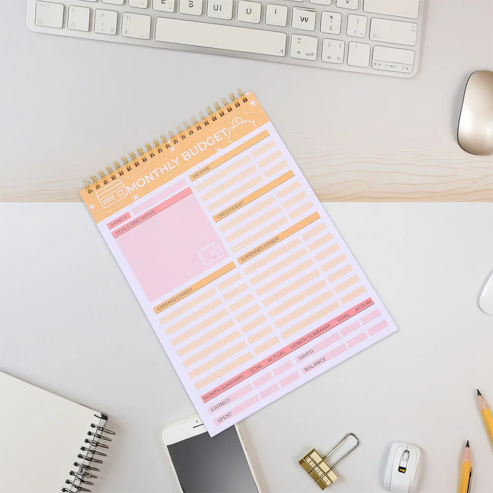 2 قطعة ورق دفتر ملاحظات حلزوني مجلة مالية لتتبع الفواتير الشهرية وإدارة النفقات وتوفير المال #4