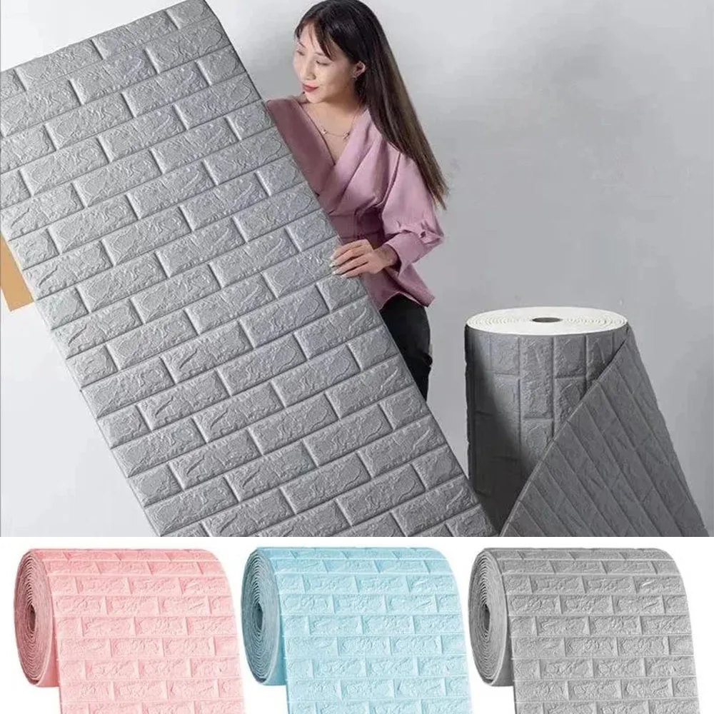 Foam Brick Pattern Waterproof and Moisture-proof Wallpaper Anti-collision Self-adhesive Wallpaper Wall Stickers Room Decoration
