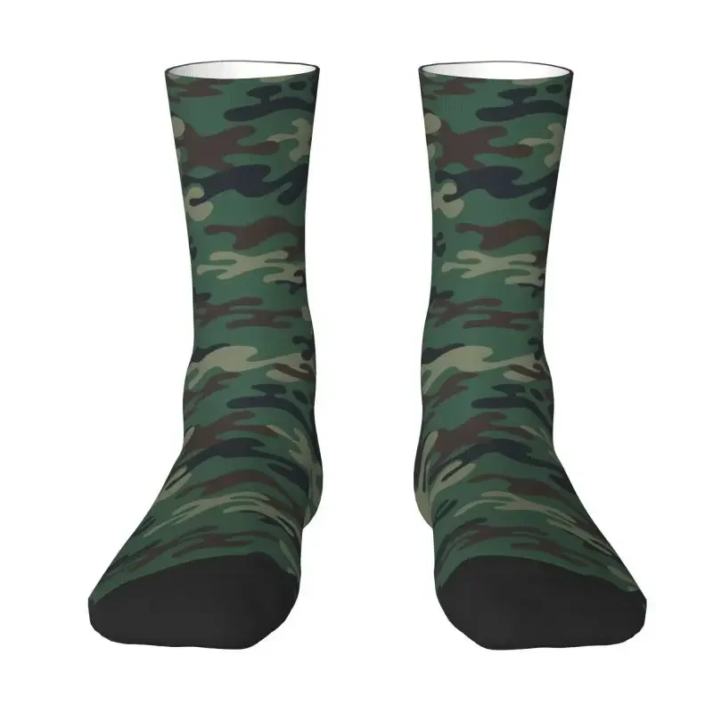 Fashion Print Green Military Camouflage Socks for Men Women Stretch Summer Autumn Winter Arm War Soldier Camo Crazy Crew Socks