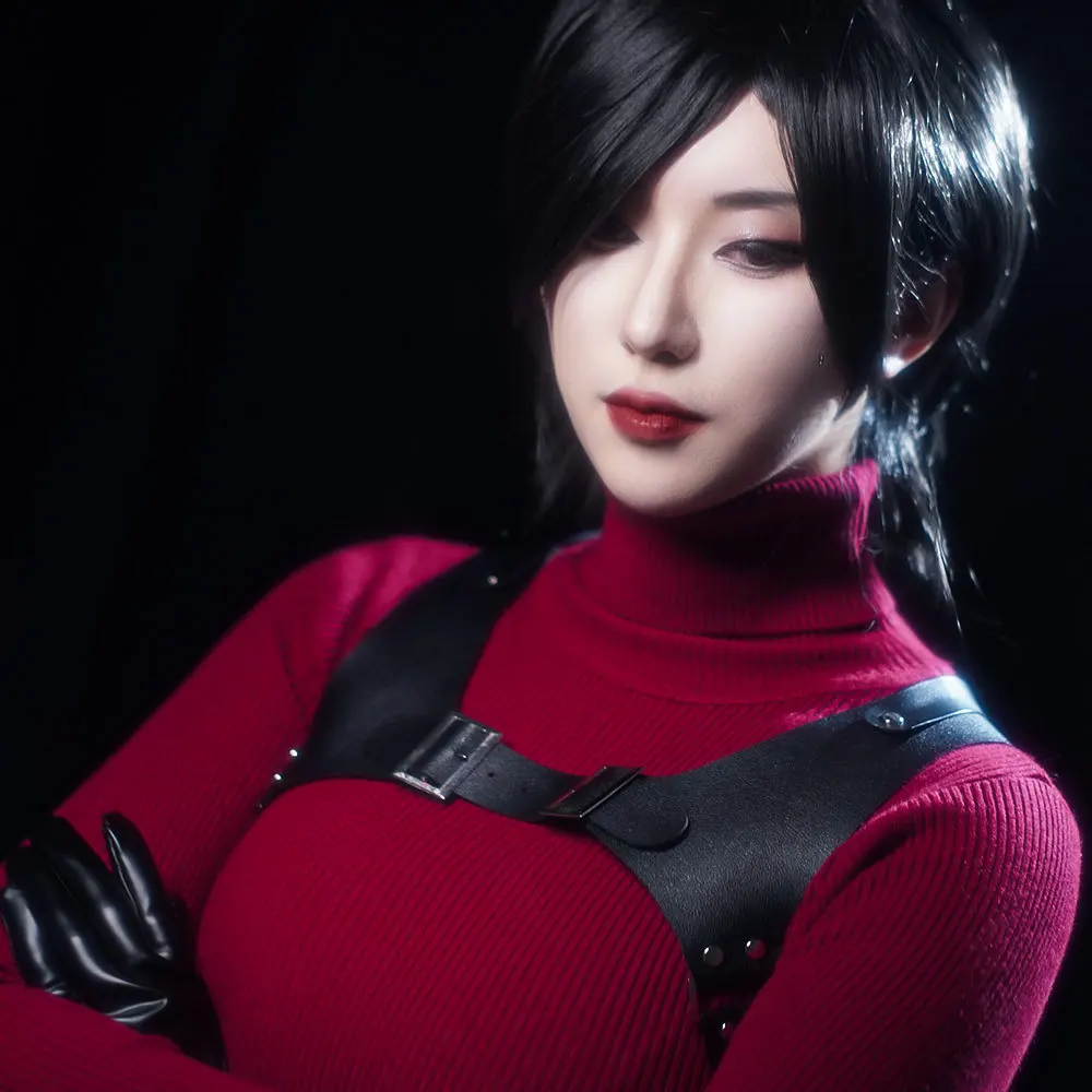 Female Ada Cosplay Wong Costume Wig Red Sexy Dress Costume Belt Halloween Halloween Carnival Disguise Suit For Adult Women view 6