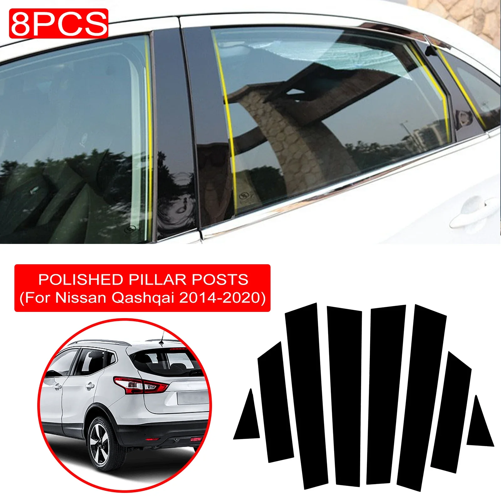 

Car Window Pillar Trim Cover BC Column Stickers For Nissan Qashqai 2016 2017 2018 Exterior Accesorios Para