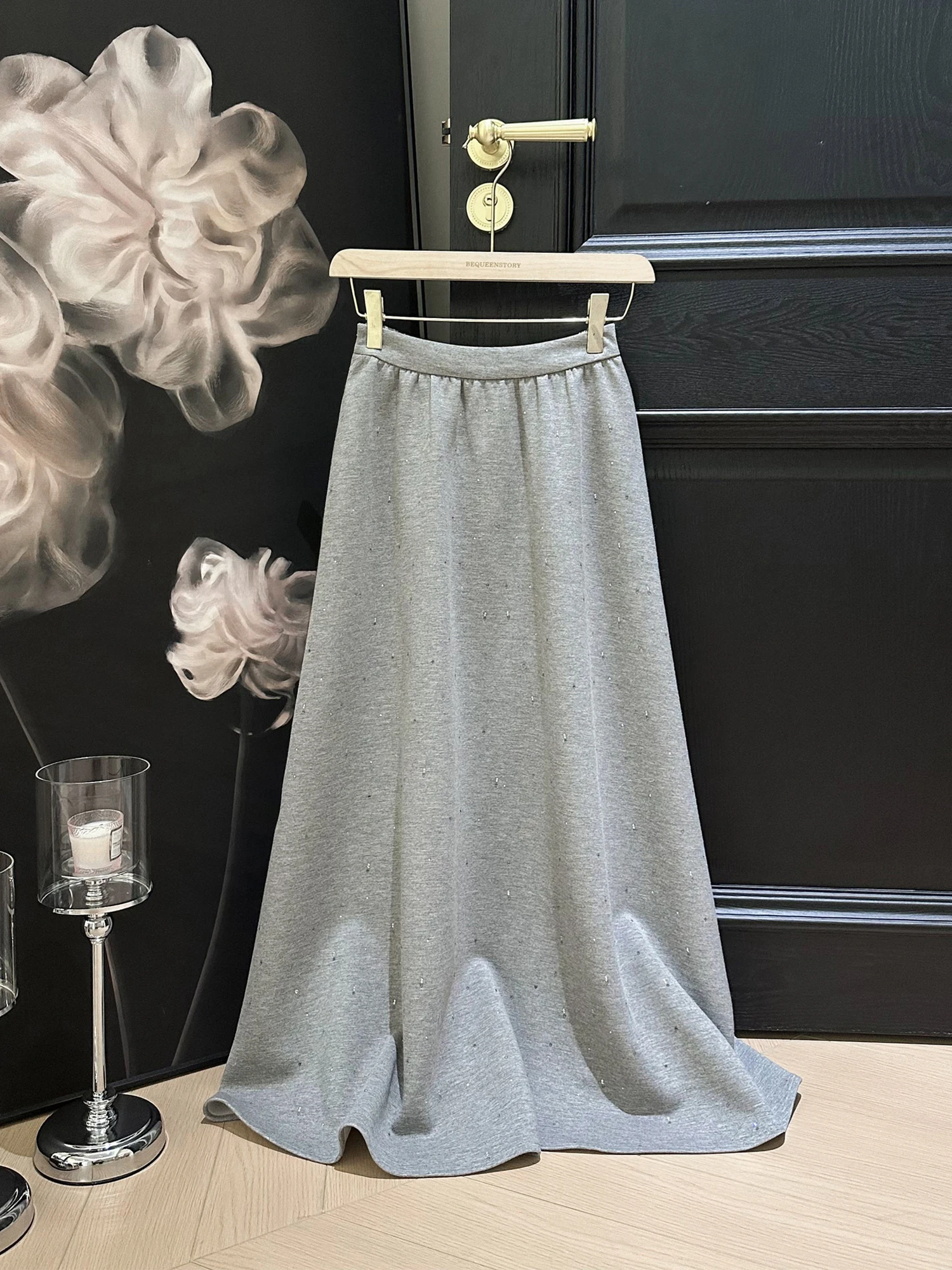 

Мягкая воздушная юбка из молочного шелка с эластичной талией, повседневная, из полиэфирного волокна, с высокой талией, А-силуэт, от Yuxiao Xiao