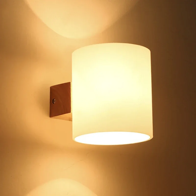 Creatieve Nordic Led Wandlamp Eenvoudige Woonkamer Gang Verlichtingsarmaturen Slaapkamer Japanse Stijl LED Houten Nachtkastje Wandlamp
