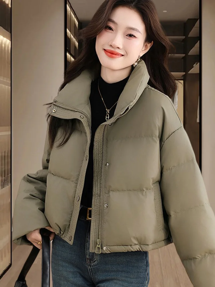 

Модная короткая пуховая куртка из хлопка для женщин, новинка зимы 2026, популярная модель малого размера, утепленное пальто в корейском стиле