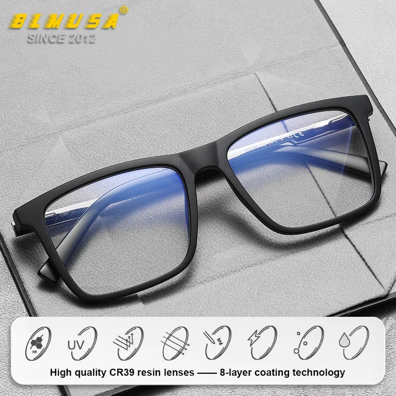 BLMUSA (L) العصرية مستطيل قصر النظر وصفة طبية نظارات للقراءة إطار كبير الحجم مكافحة الأشعة الزرقاء اللونية متعددة البؤر نظارات الرجال #2