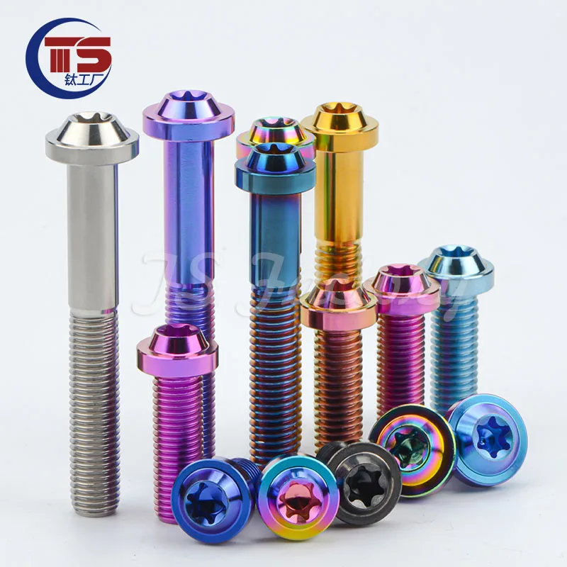 TS10pcsTitanium Bolt M10X10/15/20/25/30/35mm T50 Torx Plum Head Screws for Motorcycle Car Accessories