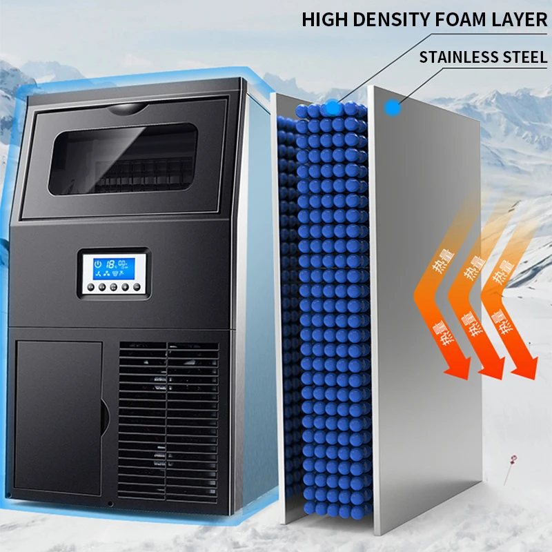 Máquina para hacer cubitos de hielo grande de 45kg, ZBS-30 comercial, tienda de té de la leche, pequeña máquina automática para hacer hielo y cepillar el hogar, todo en uno