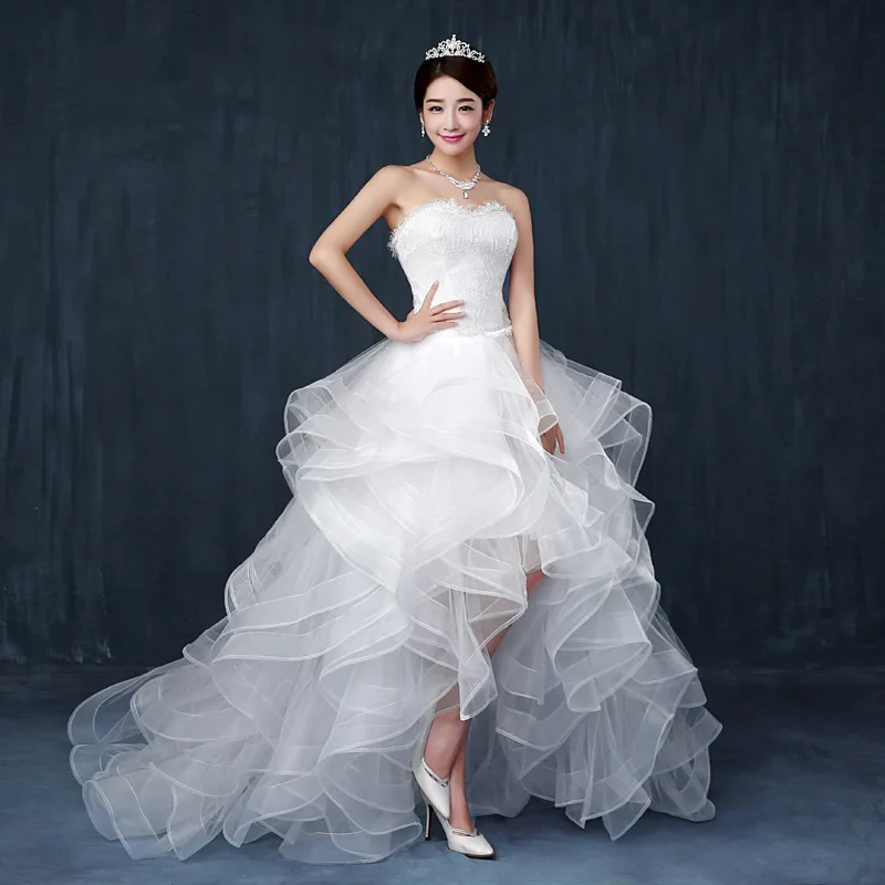 Z19 Wedding dress bride toast dress long tail shoulder lace