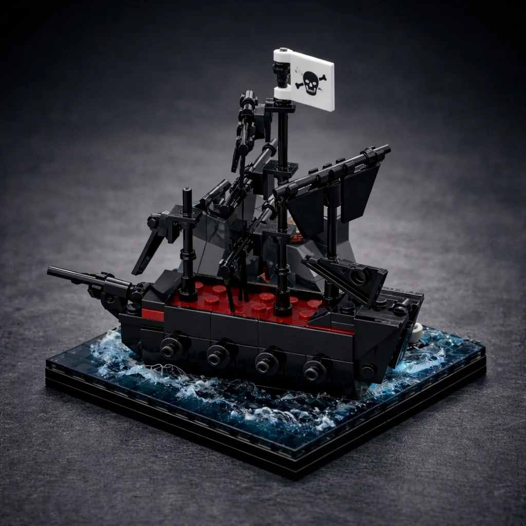 

Fun MOC Pirate Ship Building Blocks Model Toy - Compatible Bricks Set, Educational DIY Assembly for Adults & Kids, Desk Decor