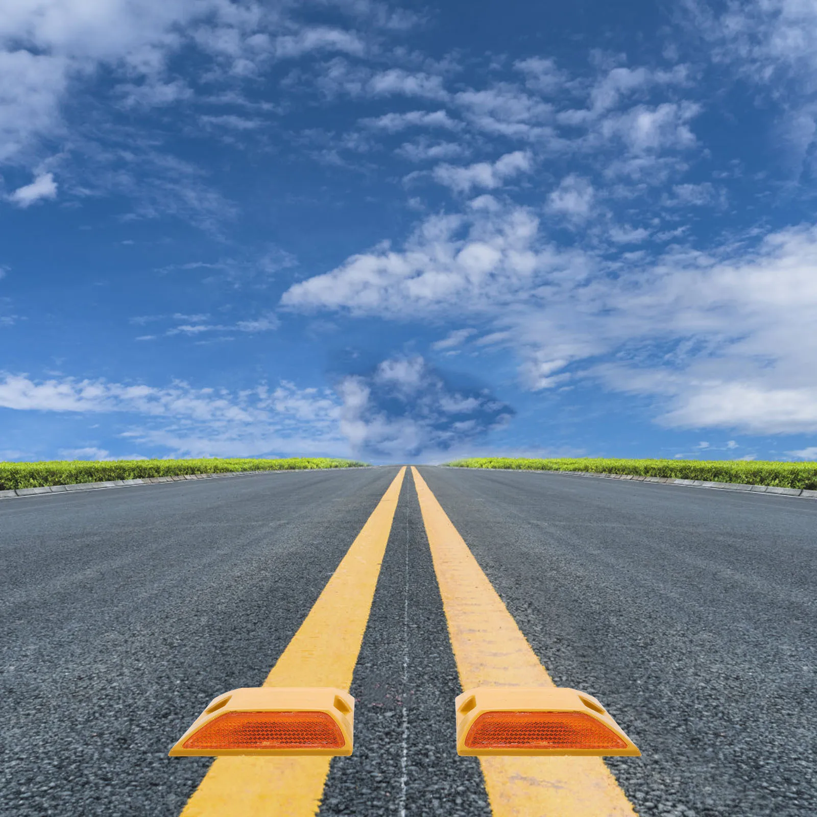 2 قطعة ترصيع الطريق البلاستيكية علامات الرصيف العاكسة للممر الطري السريع السلامة على الطريق عاكسات مجموعة دليل